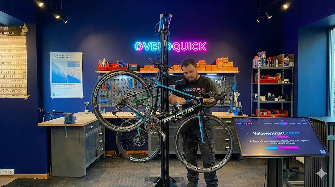Velomechaniker in der VeloQuick Velowerkstatt – Veloreparatur Zürich Wiedikon